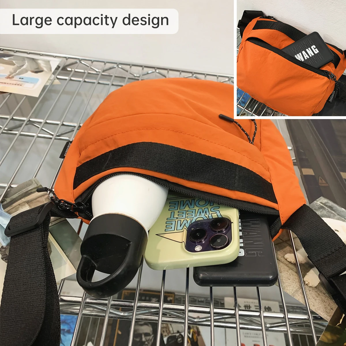 

Sling Bag for Cycling & Commuting, Lightweight Large Capacity Travel Shoulder Bags, Unisex Sport Waist Pack Casual Outdoor мужск
