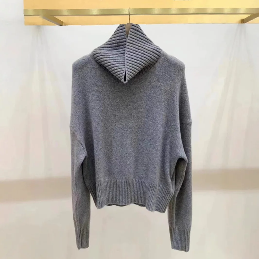 High-End Version European Sle Loose Knitted ey Sweater High Collar Inner Wear Top for Women New Autumn Faion #4