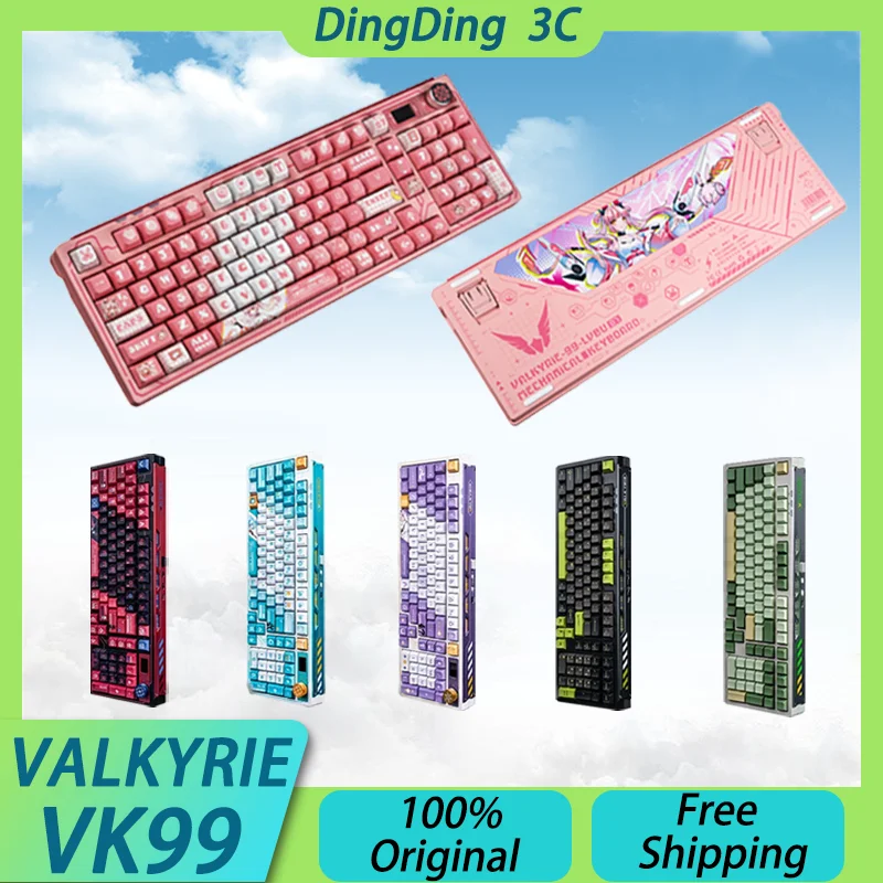 VALKYRIE VK99 3-mode Wireless Mechanical Keyboard USB Bluetooth Hot Swap NKRO RGB TFT Screen 8000mAh PBT Keycaps PC Gamer Custom