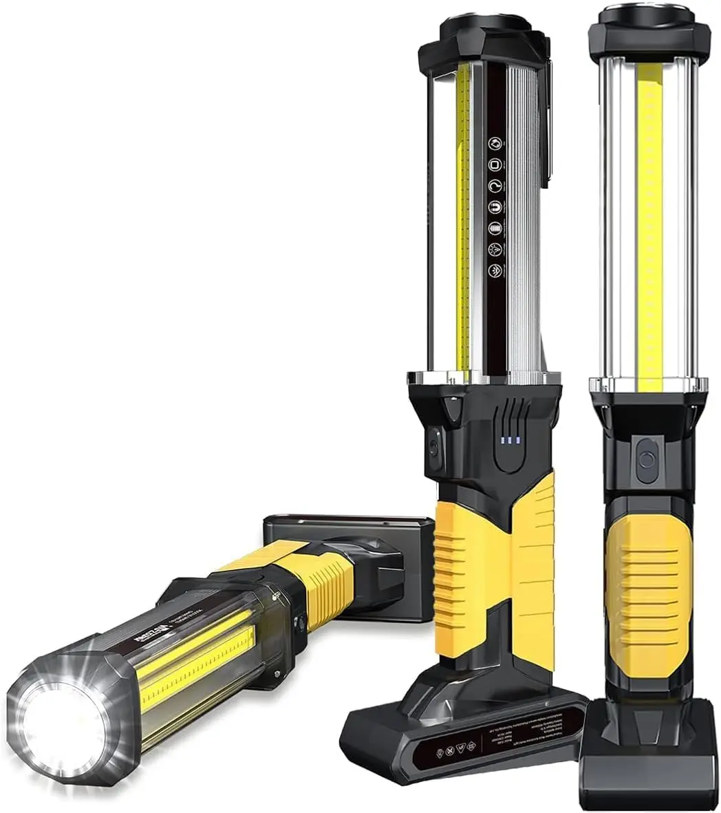 

Rechargeable 1500LM COB LED Work Light with Magnetic Hook, IPX4 Waterproof for Garage Repair, Emergency Tool Gift