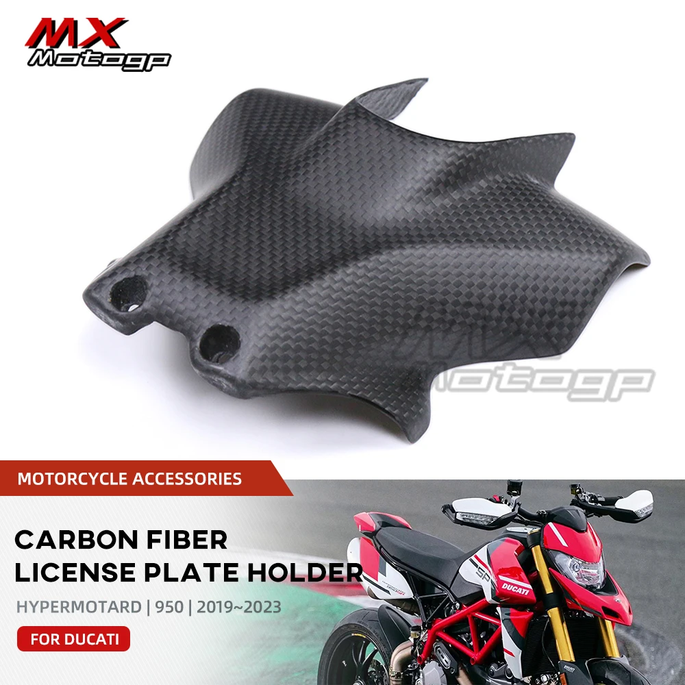 

Motorcycle Carbon Fiber License Plate Holder For DUCATI Hypermotard 950 SP RVE 2019-2023 Dirt Pit Bike Tail Fender Cover Fairing