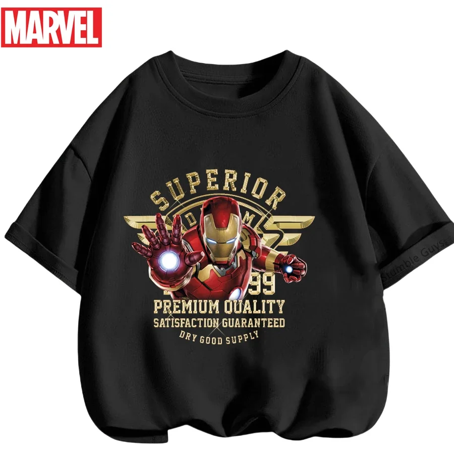 

Boys Girls Iron Man Avengers T-Shirt Marvel Summer Short Sleeve Breathable Daily Wear 2026 New Anime Clothes