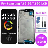 AMOLED For Samsung A15 4G SM-A155F LCD Display Touch Screen Digitizer Assembly For Samsung A15 5G A156 SM-A156B LCD Screen