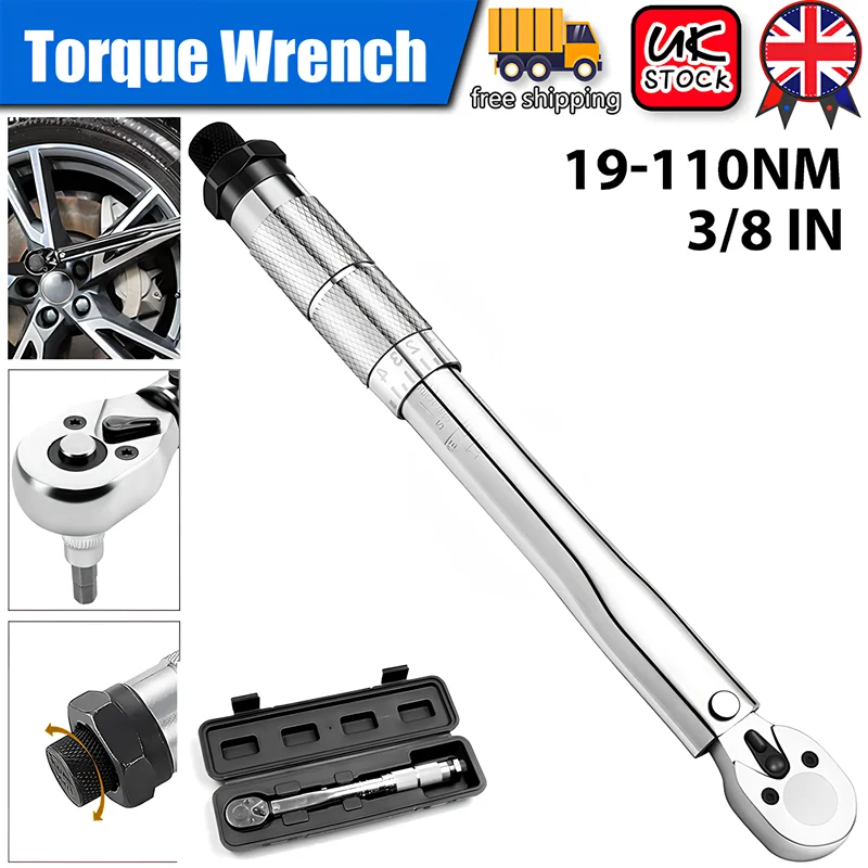 3/8'' Quick-release Torque Wrench 19-110N.m Square Drive Socket Wrench Adjustable Ratchet Torque Wrench Repairing Tool