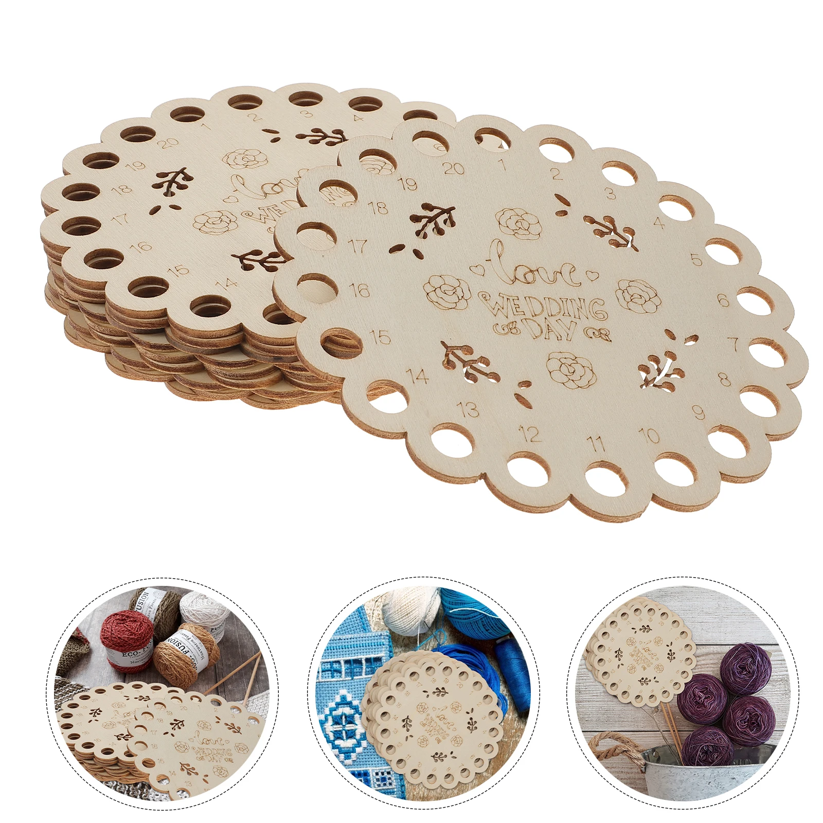 

10 Pcs Wooden Thread Board Chips Kit for Embroidery Floss ganizer Cross Stitch Thread Holder Sewing Storage Tool