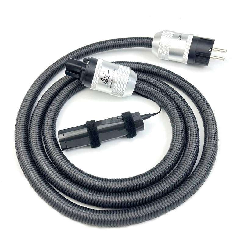 High Bass WEL Signature Power Cable Solid PSS Silver HiFi Audio Cord with Noise-Dissipation System