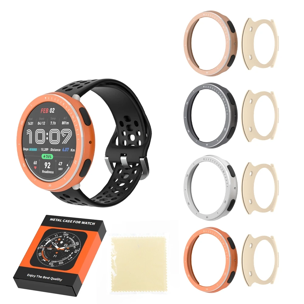 For Amazfit Active2 Sapphire Edition Smartwatch Metal Case Bezel Case Solid Color Replacement Hard Case