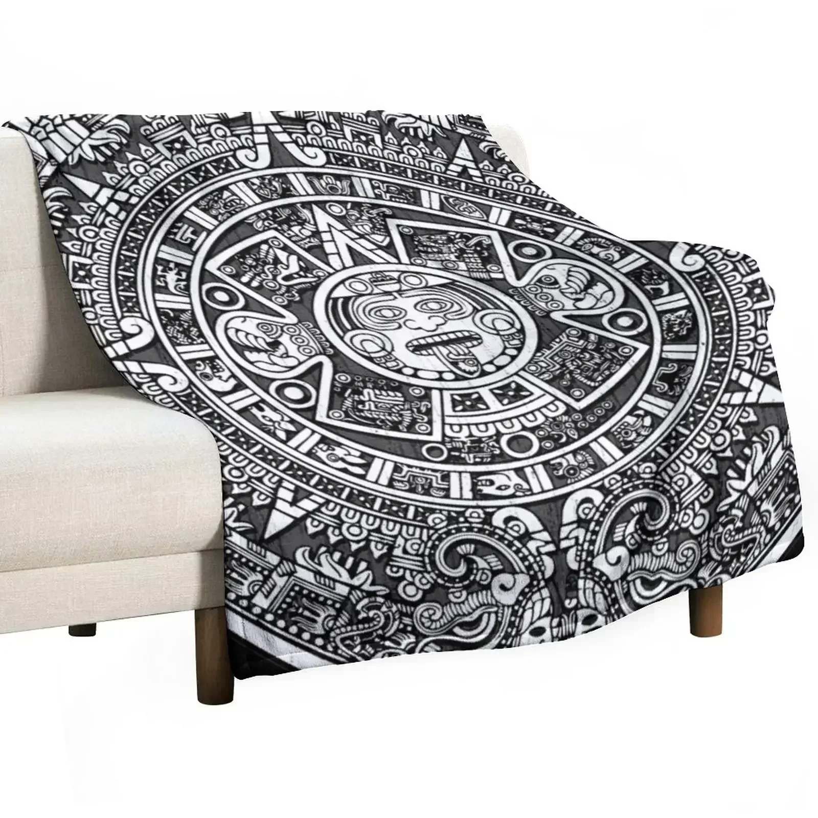 Aztec calendar Throw Blanket Designers Softest Soft Heavy Decorative Sofa Bed linens Blankets