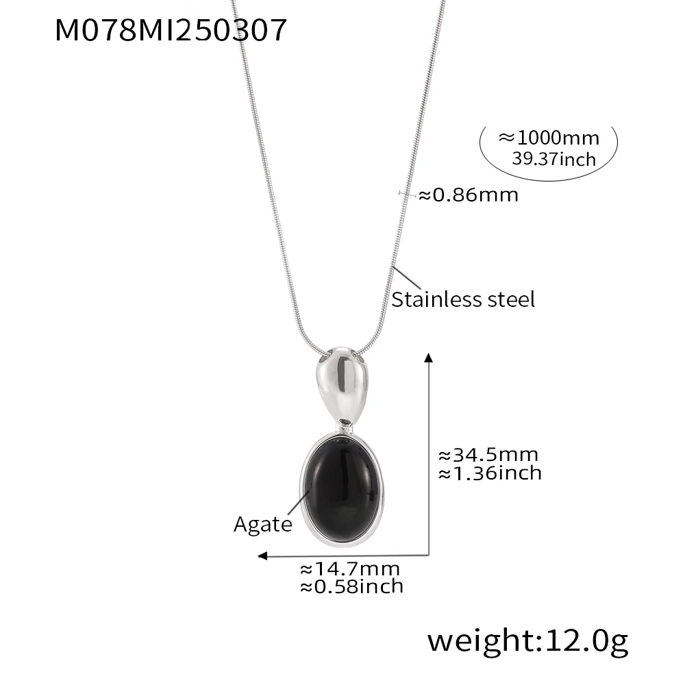 Women's Adjustable Long Pendant Necklace with Black Agate & Tiger Eye Stone