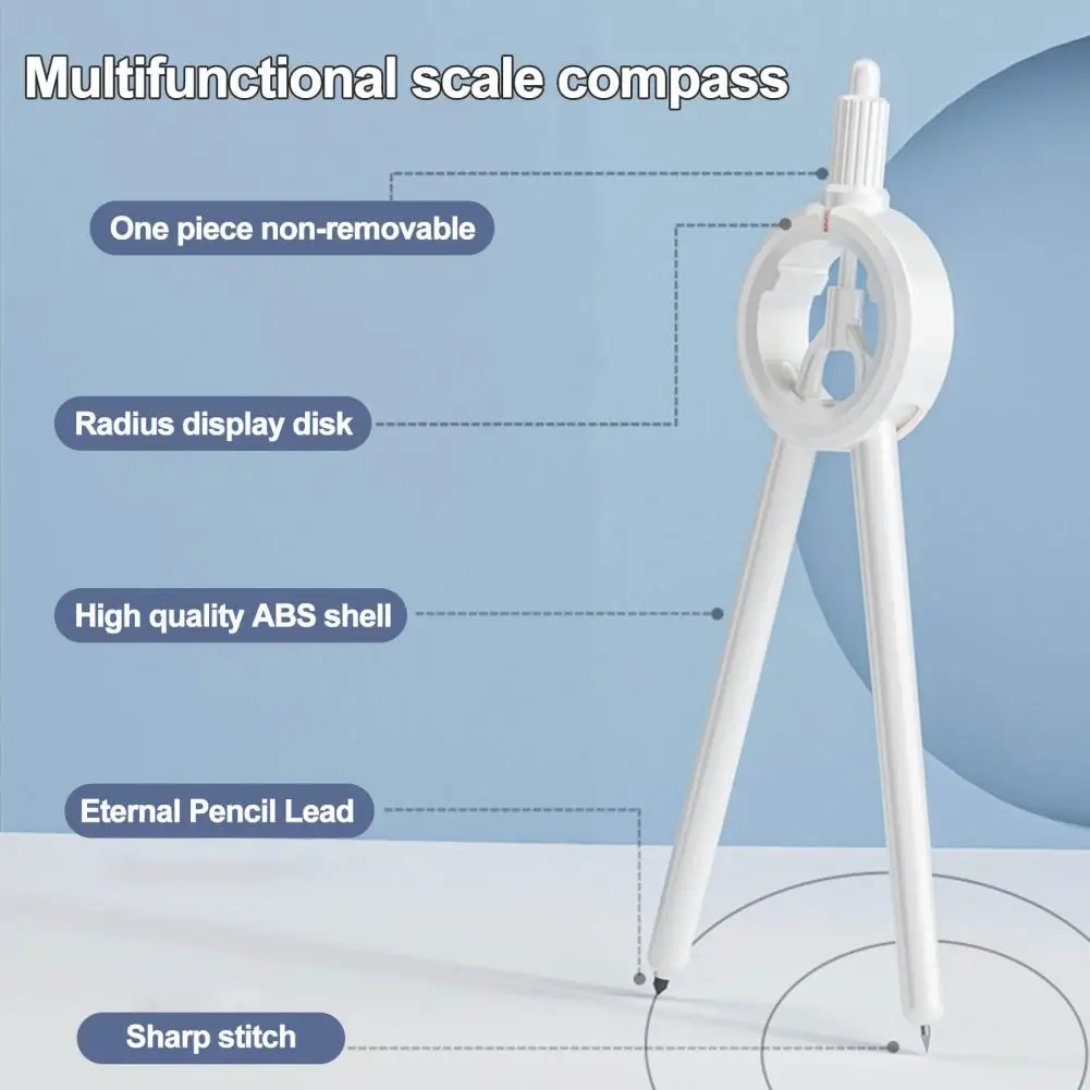 Brújula de dibujo circular para estudiantes, Panel de pantalla Digital multifunción, medidor de precisión, suministros escolares, 1 Juego