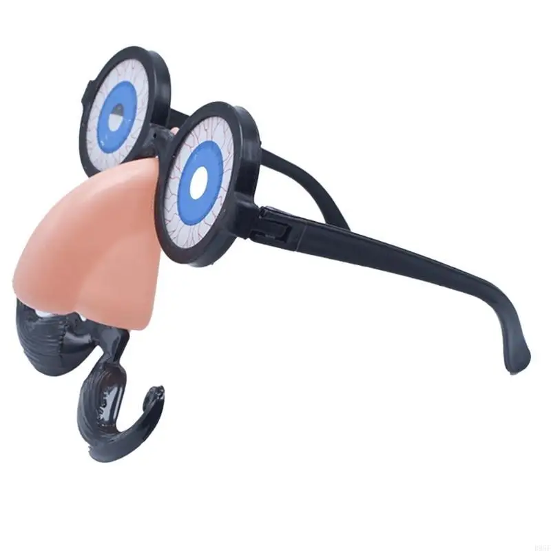 B95F Halloween Glasses Cosplay Props Mustache Glasses with Fake Nose for Women Men Halloween Birthday Party,