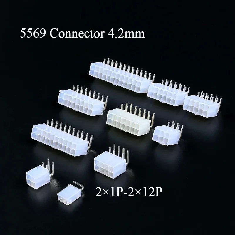 

10Pcs Molex 4.2mm Automotive Wafer Right Angle RA Female Pin Socket 5569 2*1P-2*12P for 5557 Plug Pc/Car/Computer Connector