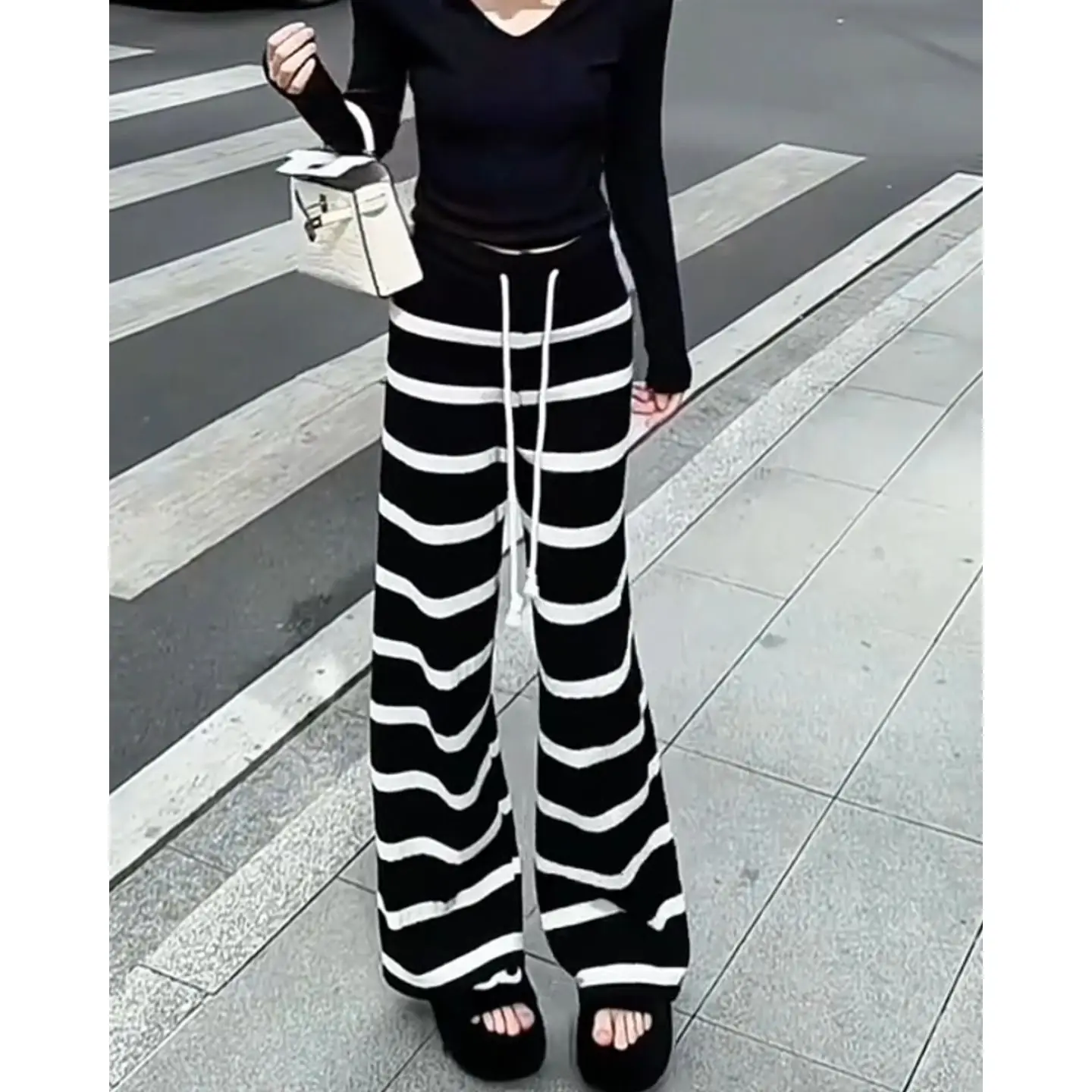 Pants Womens Korean Summer Modal Slim-Fit Joggers Young Stretchy Split Paneled Spicy Hip-Hop Sportswear All-Match Relaxed Trendy