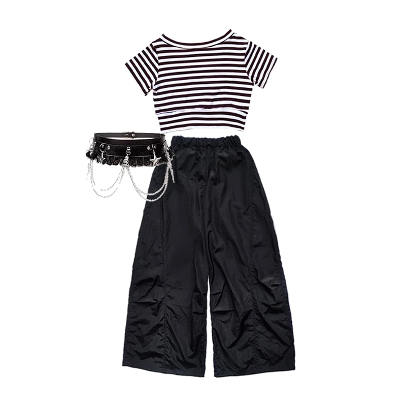 Kids Street Wear Hip Hop Kleding Zomer Meisjes Jazzdans Kostuums Kinderen Ballroom Dans Kleding Prestaties Outfit DW10875