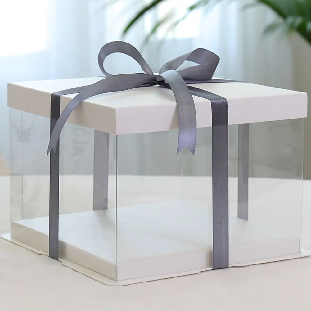 Clear 12inch Plastic Cake Box Transparent Birthday Dessert Container Storage Tote Bakery Packaging 1Pc