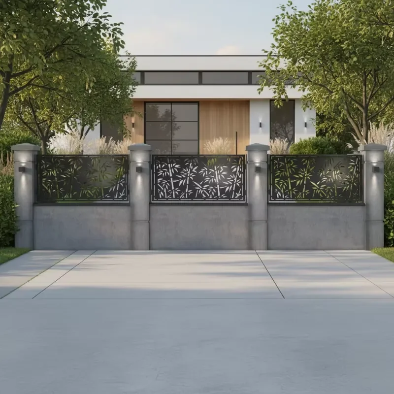 Aluminum Modern Eco-friendly Outdoor Garden Fence Panel 6 Feet High Chemical Safety Privacy Metal Screen Courtyard 3D