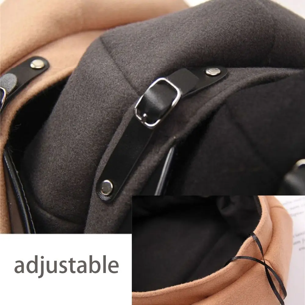 Driving Octagonal Newsboy Caps Woolen Cloth Retro Baker Peaked Beret Leather Brim British Gatsby Cap Women Girl