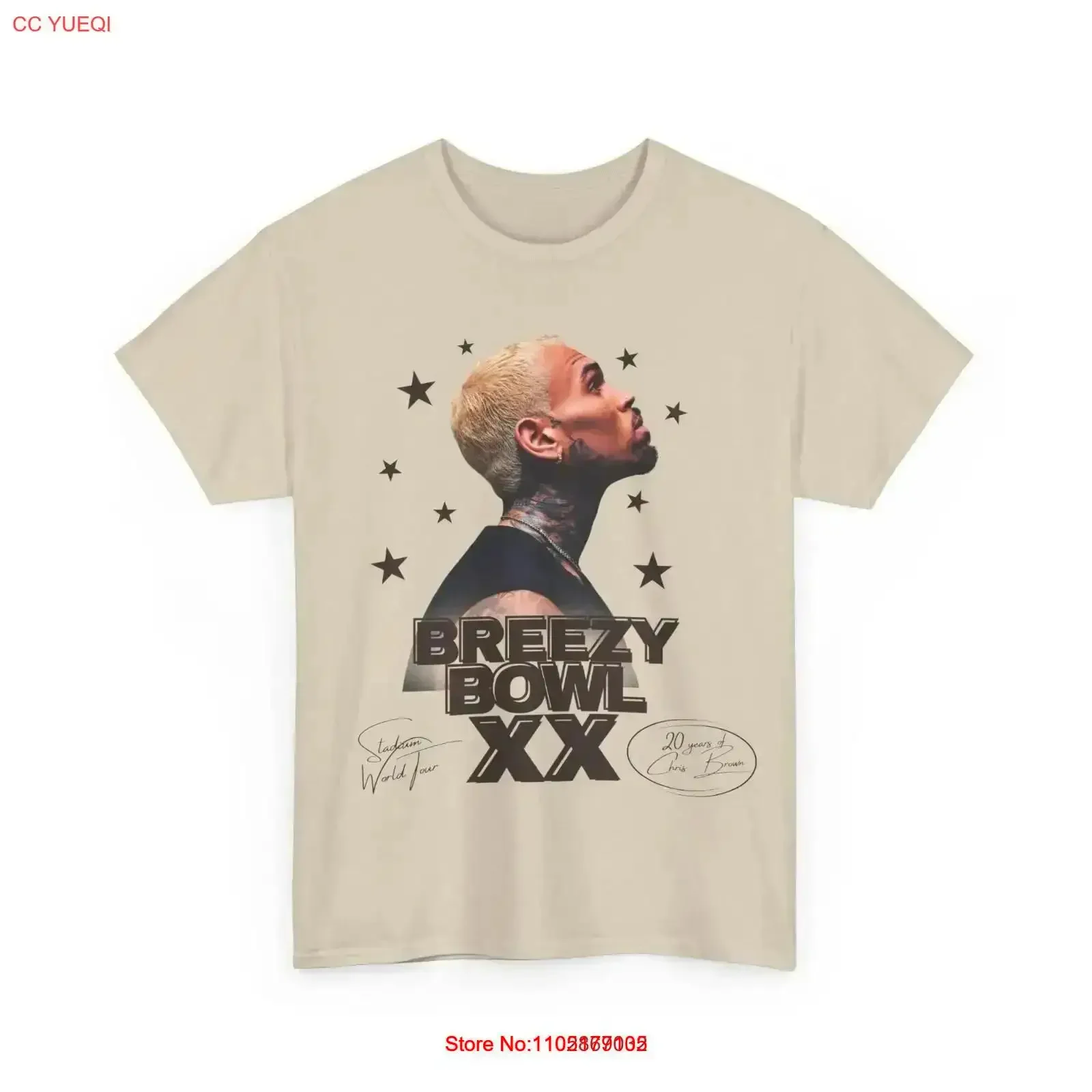 

Крис Браун Breezy Bowl XX Tour Футболка Fan Music Lover винтажная стираная мода Удобная уличная одежда Растянутая стильная повседневная одежда