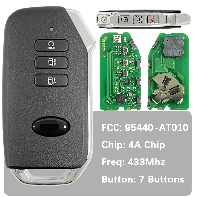 

CN051290 Aftermarket 7 кнопок умный дистанционный брелок 4A чип 433 МГц FCC 95440-AT010 FD01340 бесконтактный контроль для KIA Niro 2023