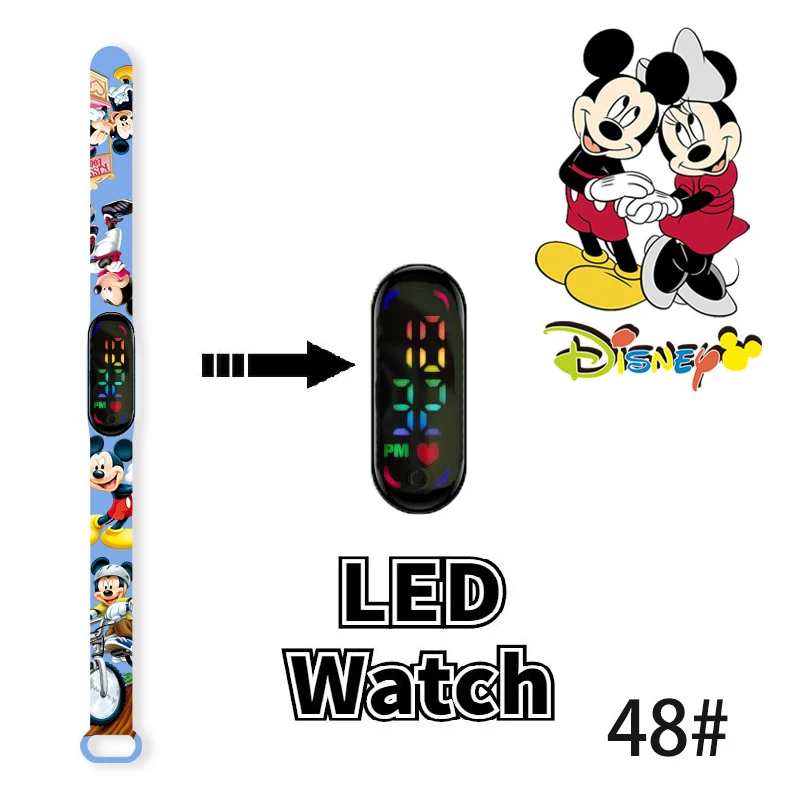 Disney Mickey Children\'s Watch Cartoon Mouse Character Donald Duck Daisy LED Electronic Sports Waterproof Bracelet Kids Watches