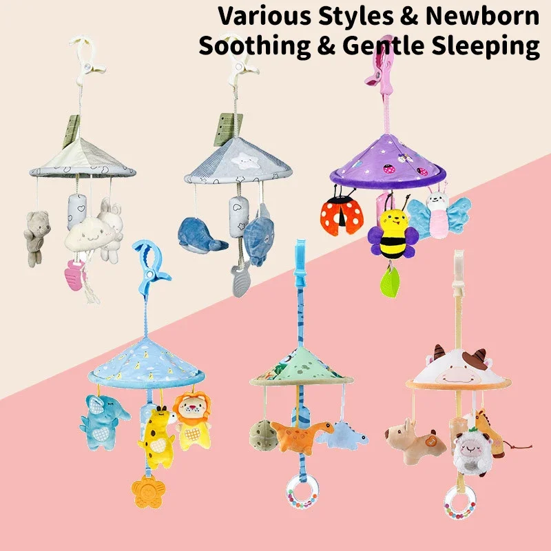 Cama de pelúcia do bebê pendurado brinquedos bonito dos desenhos animados animal anel macio o sino brinquedo removível vento carrilhão recém-nascido sensorial companheiro brinquedos presente