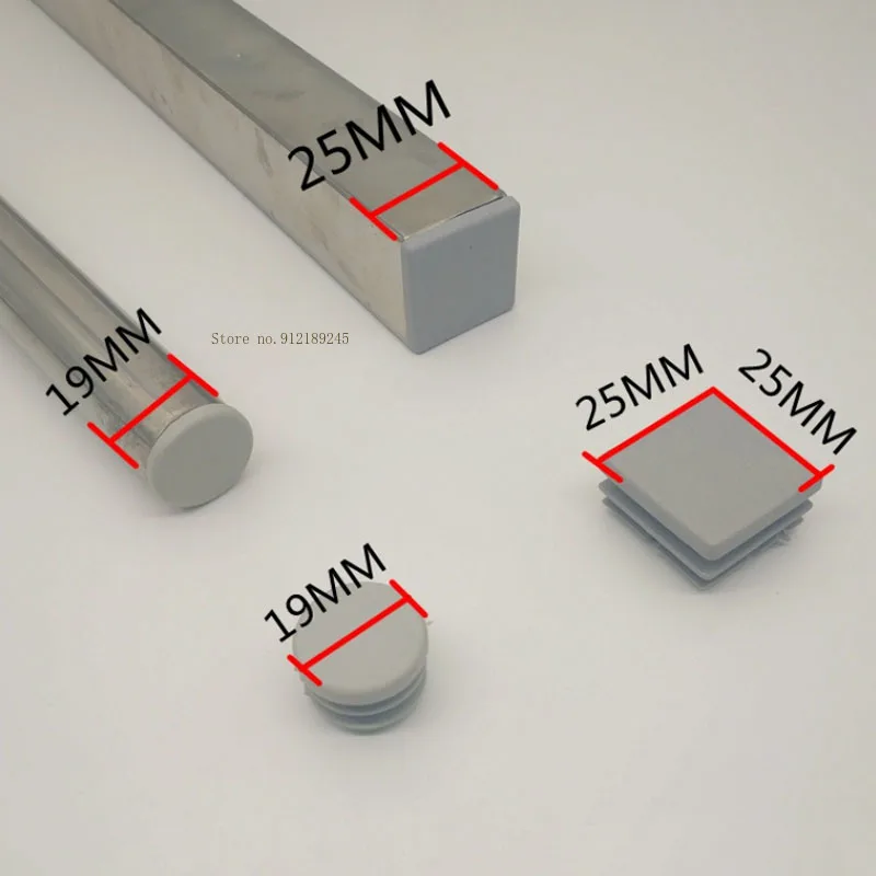 Tapón de tubo de plástico gris redondo/cuadrado, cubierta de sellado para base de silla, tapa decorativa de 16MM ~ 100MM