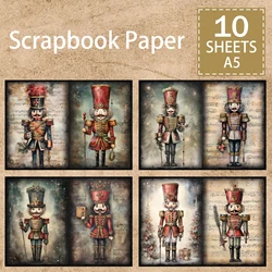 10 Sheets A5 Size Christmas Nutcracker Soldiers Background Vintage Grunge Journal Planning Scrapbooking