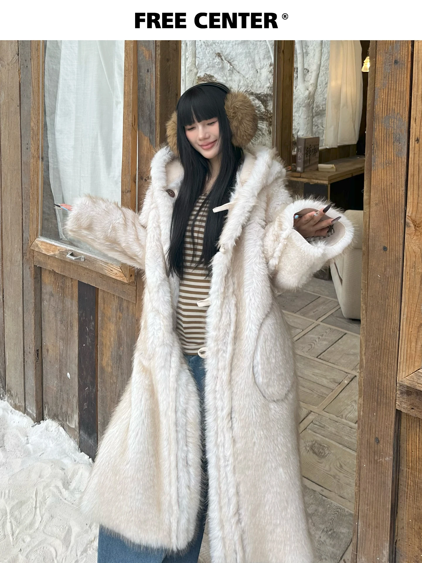 Dupla face usar casaco de camurça feminino longo com capuz pele de couro intercuído calor casaco de inverno de comprimento médio luxo sle