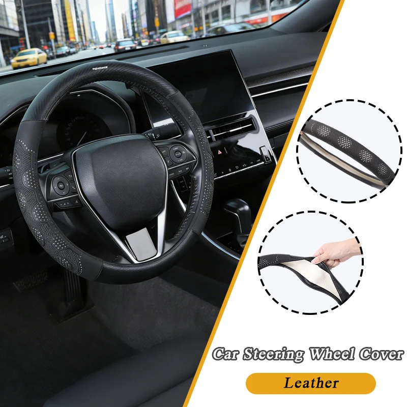 Car accessories Carbon Fiber Leather Steering Wheel Cover For Jeep Renegade Grand Cherokee Wrangler Compass JK Patriot Liberty