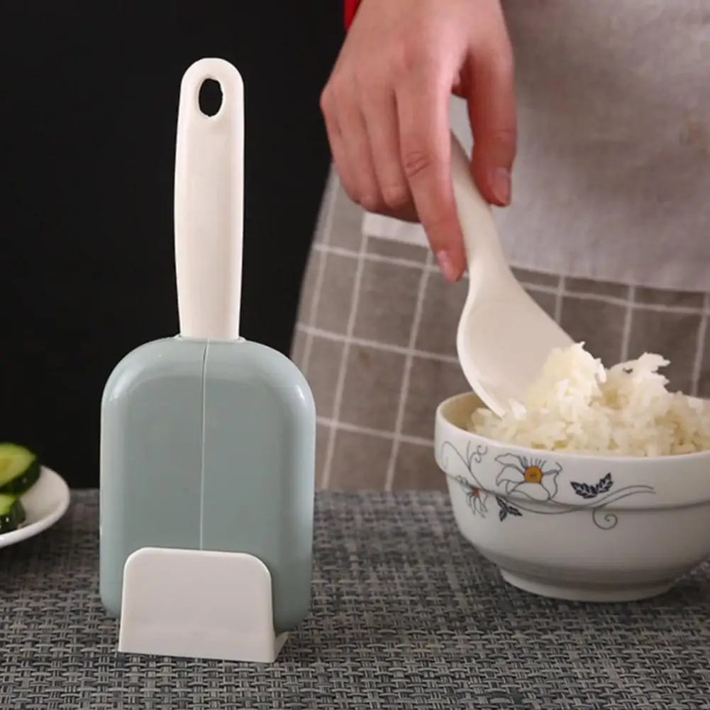 Rice Paddle Stand Rice Spoon Holder Stand Up Rice Scoop Automatic Opening Closing Rice Spatula Paddle Standing Spoon Rest Tool