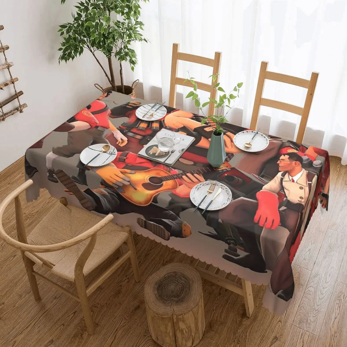 

Гитарная скатерть Team Fortress 2, прямоугольная скатерть на заказ, водонепроницаемая скатерть для фестиваля, украшения для вечеринок, скатерть