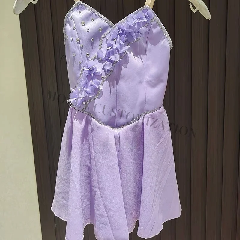 

Ballet Simple Purple Cupid Delicate Flower Performance Competition Adult Children Princess Dress Girls Chiffon Skirt
