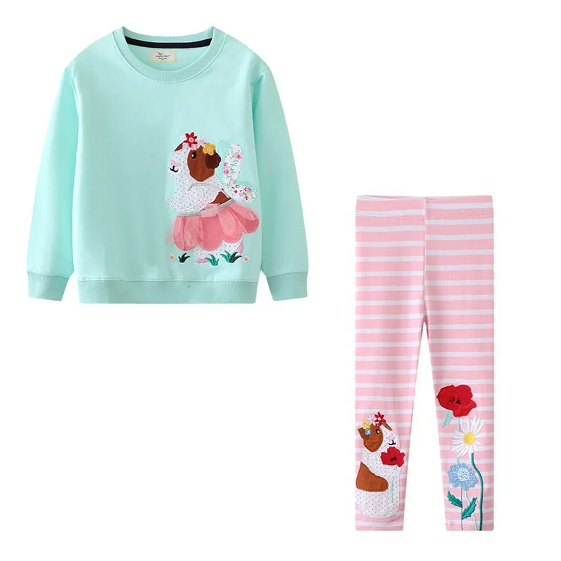 Jumping Meters Fashion Fairy Tale Girls 2Pcs Clothing Set with Sweatshirt And Leggings for Kids 2-7T Autumn Outfits Baby Costume