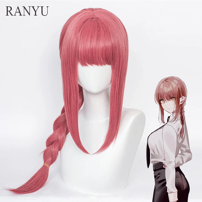 Ranyu Anime Cosplay Pruik Lang Rood Synthetisch Roze Hittebestendig Haar Pruik Voor Feest