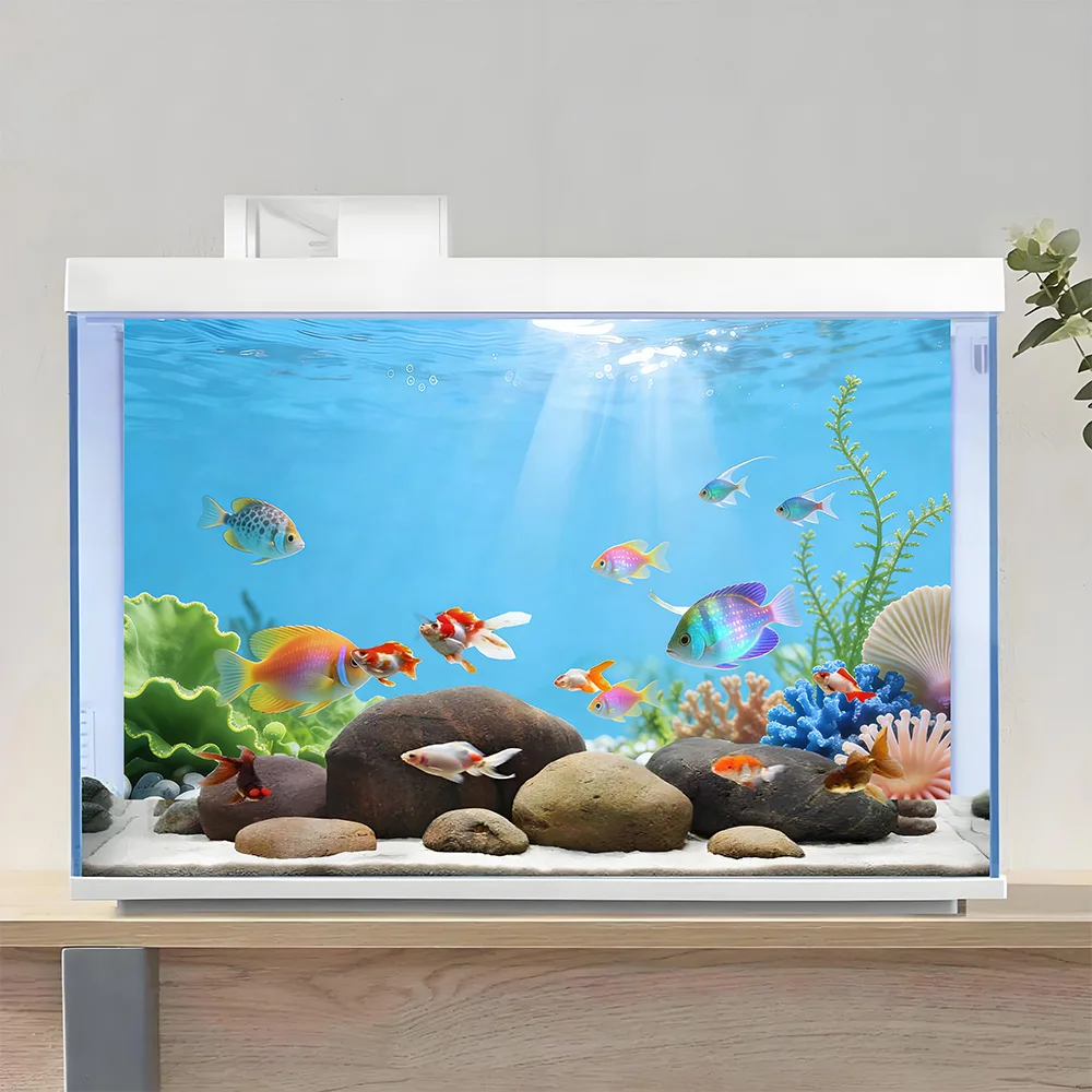 Aquarium Background, Background For Fish Tank ,Sunshine Coral, Aquarium decor, Front Self-Adhesive 2D Flat Sticker
