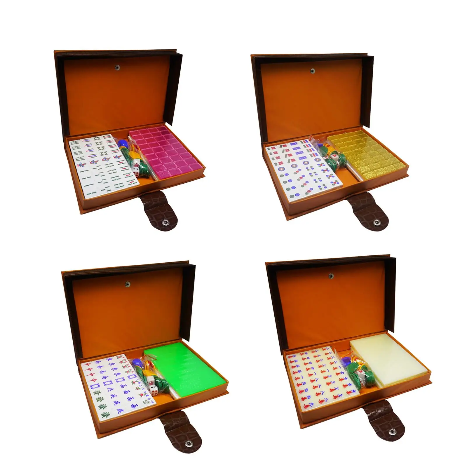 Traditional Chinese Mahjong Game Kit 144 Acrylic Tiles Compact Storage Box for Family Game Night Activities