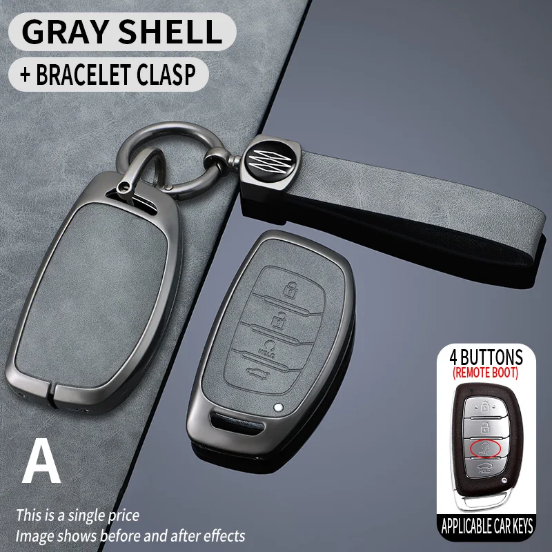 

Zinc Alloy Car Key Case Cover for Hyundai Avante Sonata Santa Fe 2015 2017 2018 Tucson 2017 2018 Elantra Azera 2018 Creta