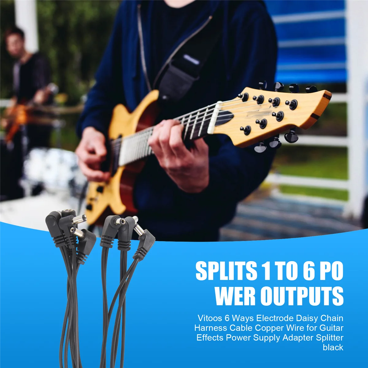 

AA85 6 Ways Electrode Daisy Chain Harness Cable Copper Wire for Guitar Effects Power Supply Adapter Splitter black