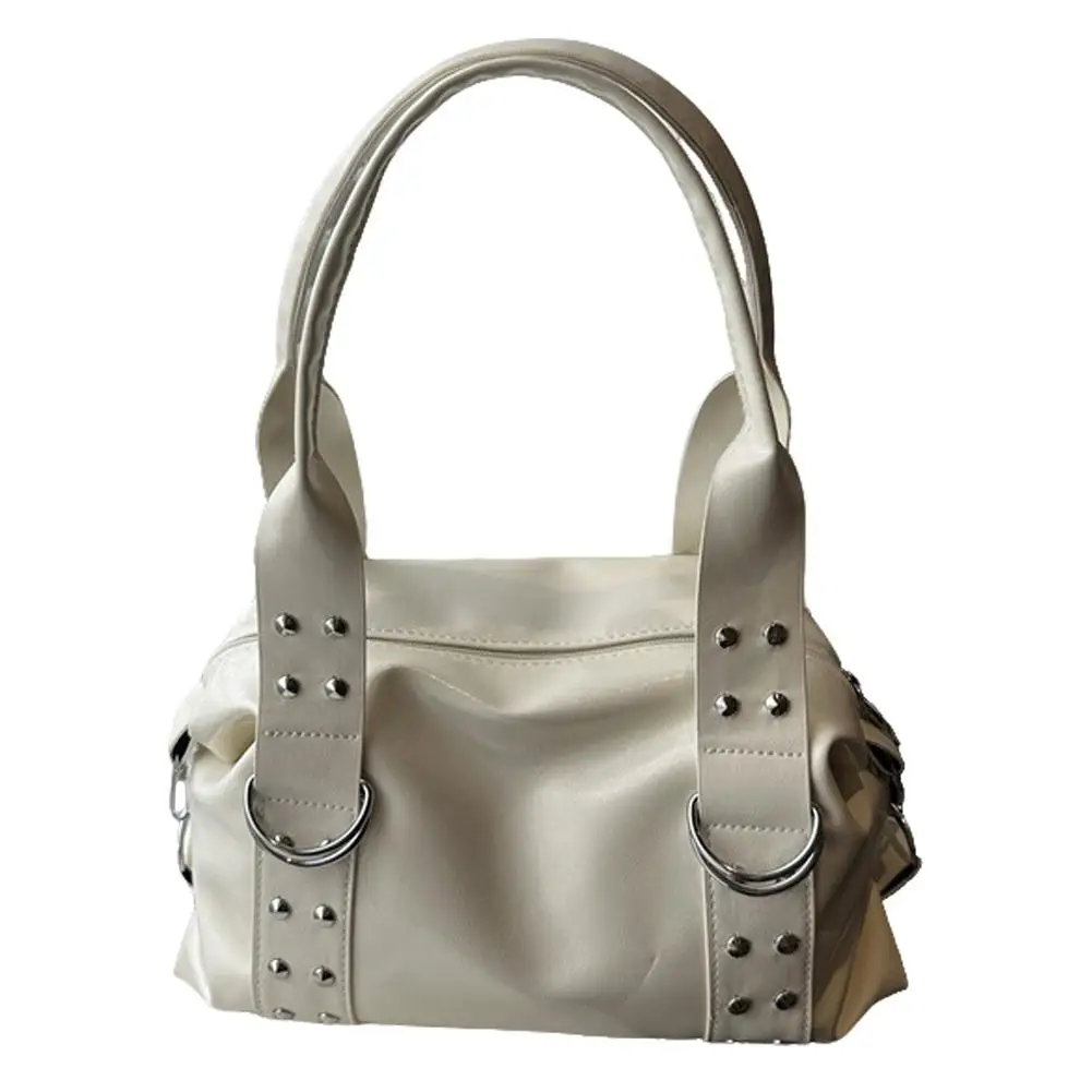 Y2K Punk Handtasche mit Nieten für Damen, aus Kunstleder, große Kapazität, Schultertasche, Vintage-Mode, Boston-Tasche, Umhängetasche für den täglichen Gebrauch. – Detail 2