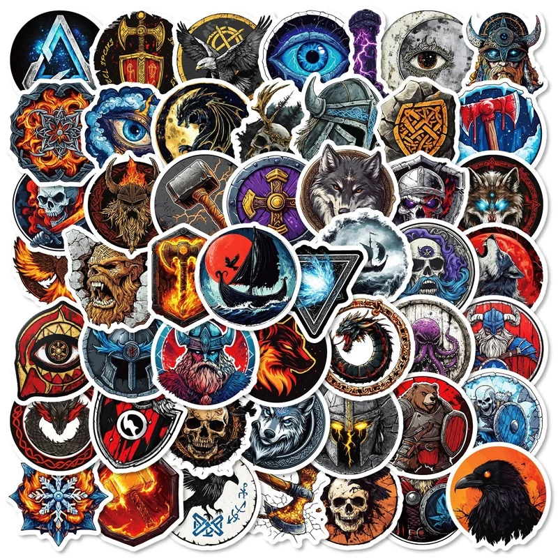 

10/30/50PCS Vintage Viking Style PVC Sticker Aesthetic DIY Colored Decoration Phone Laptop Luggage Skateboard Graffiti Decals