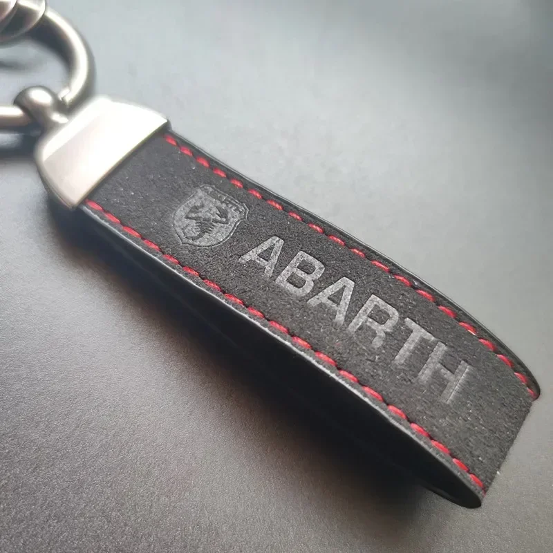 Luxury Suede Leather ABARTH Keychain for Fiat Abarth 595 500 124 Spider Key Ring Car Accessorie