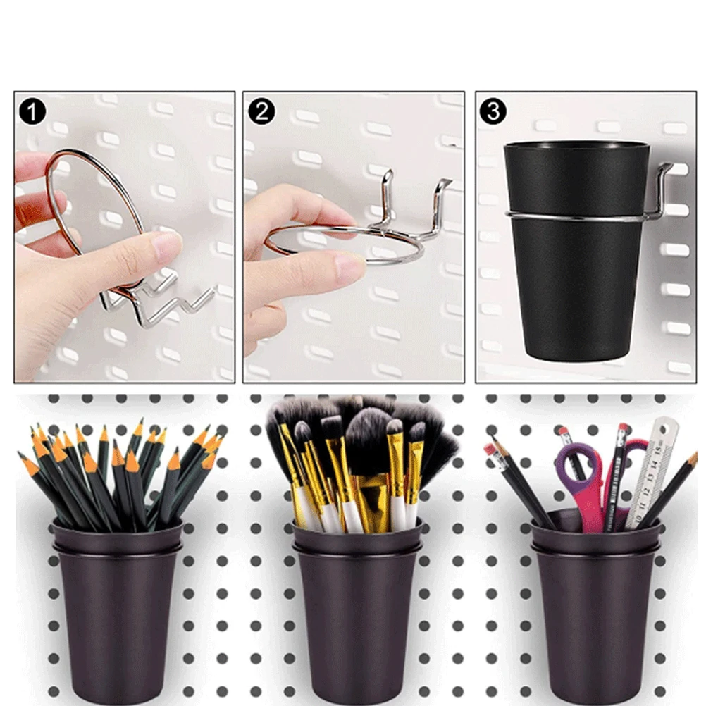 

5 set Pegboard Cups With Hooks Organizer Set For Garage Pantry Craft Desk Small Parts Storage Pegboard Baskets Screw Organizers