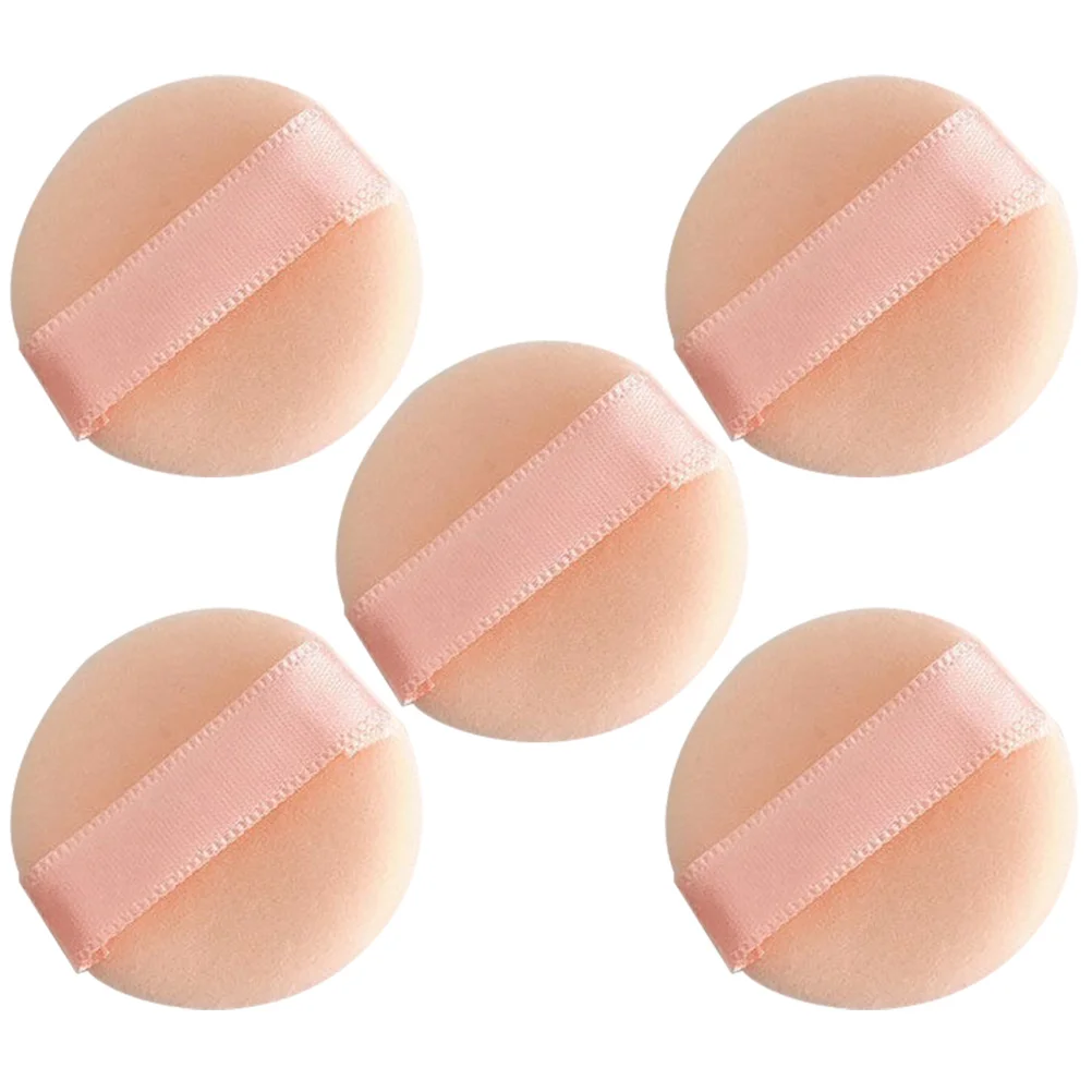 5 個ミニパウダーパフメイクアップブレンダー小型便利な植毛パフ顔女性メイク用品