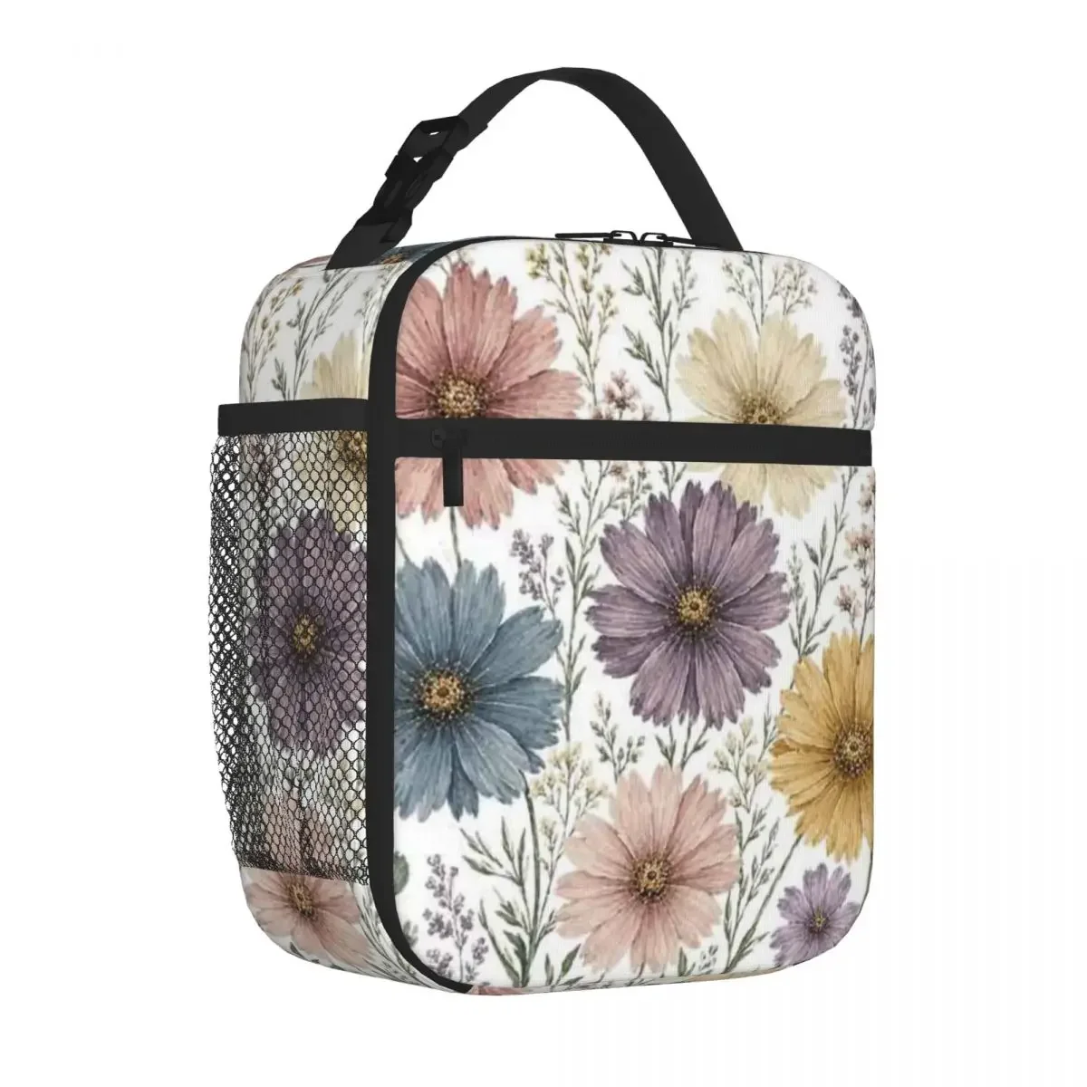 Bestselling Pastel Wildflower Bouquet Breathable Design Outdoor Lunch Bag Kindergarten Snack Student Lunch Bag