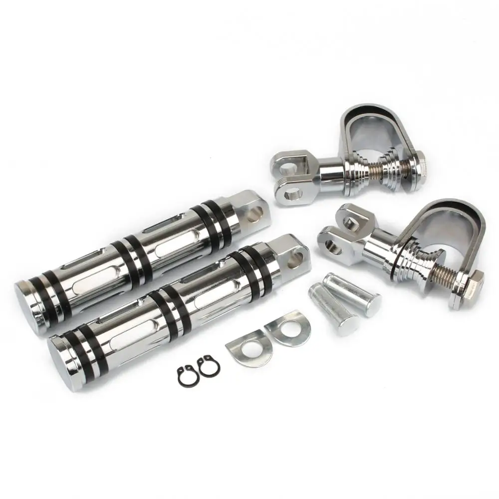 

Motorcycle Highway Pegs Pedal Crash Bar Clamp Mount Engine Guard Footpeg Footrests For Harley FLH for Honda Yamaha Bolt