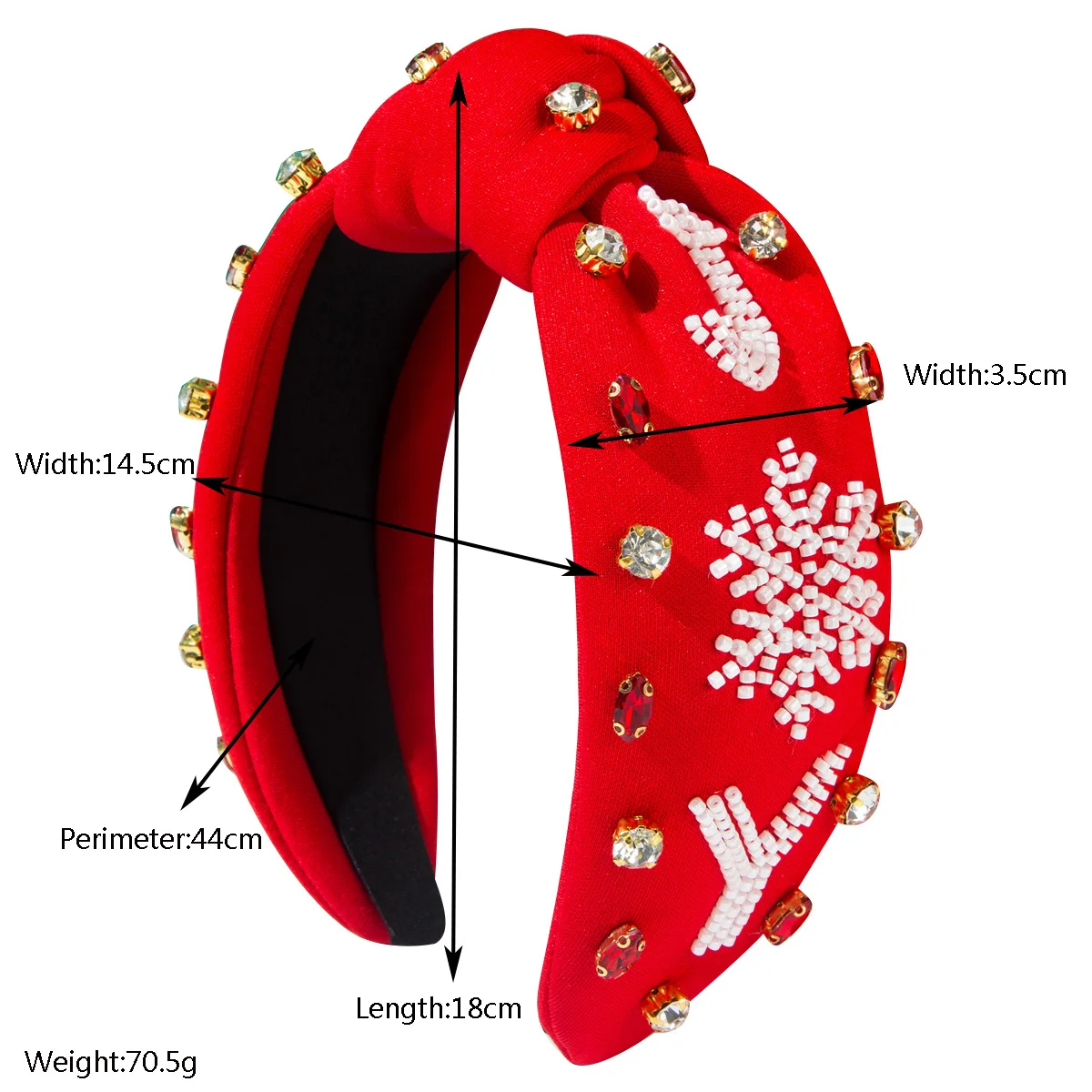 Hot Sale New Christmas Headband Rice Bead Snowflake Hand Sewn JY Letter Fashion Knot Diamond Hair Accessories