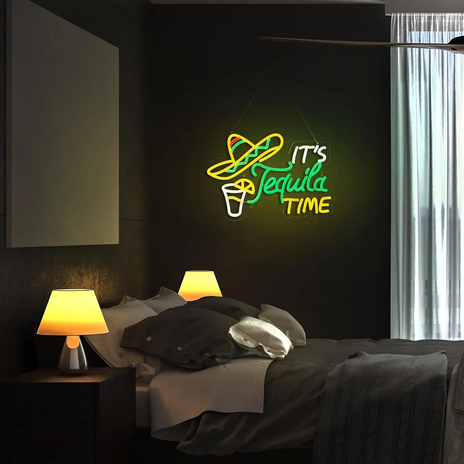 It's Tequila Time Neon Sign LED Neon Light for Home Bar Pub Bistro Restaurant Mexican Themed Wall Art Atmosphere Decoration