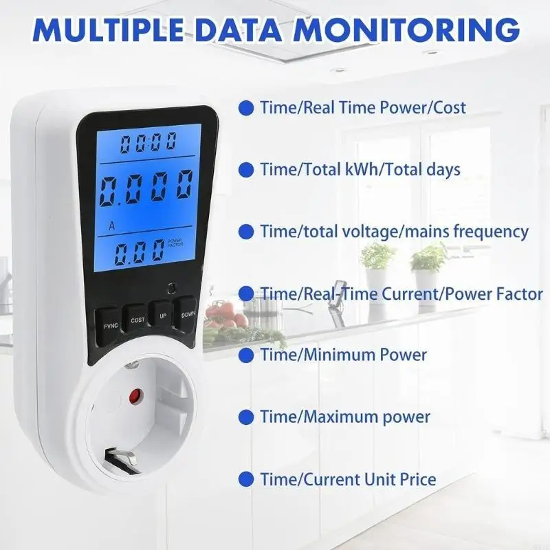 Q81C SISTEMA METER PLUNT 16A Uso energia Monitora Plug Plug LCD Multifunction Multifunction