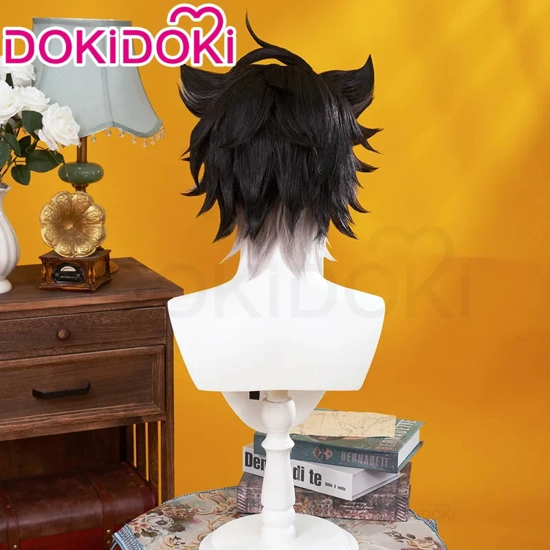 

x;3,c'5\b/IN STOCK Wig Game DokiDoki Men Short Black Gray Hair Fontaine Wriothesley Cosplay5'g,\j'8/