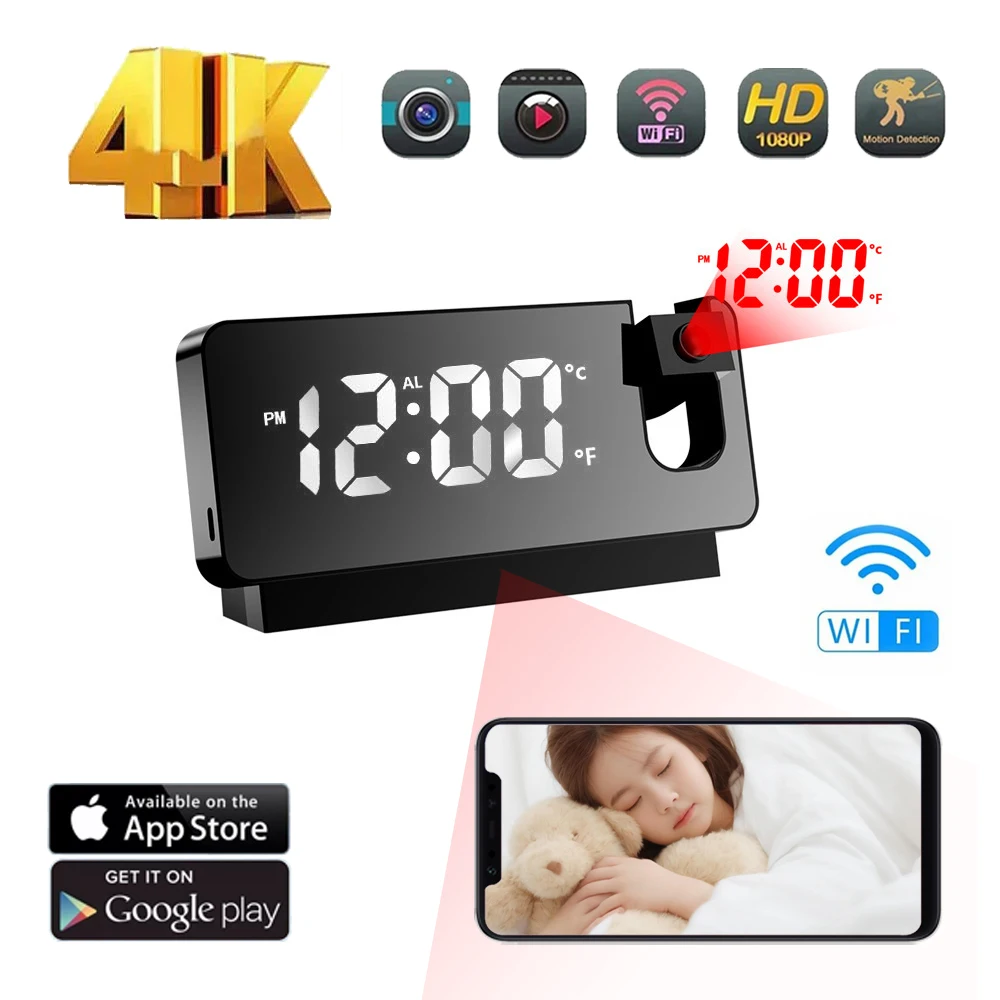 

WiFi clock network camera 1080P HD with motion detection support 2.4GHz WIFI indoor home monitoring video camera nanny cam